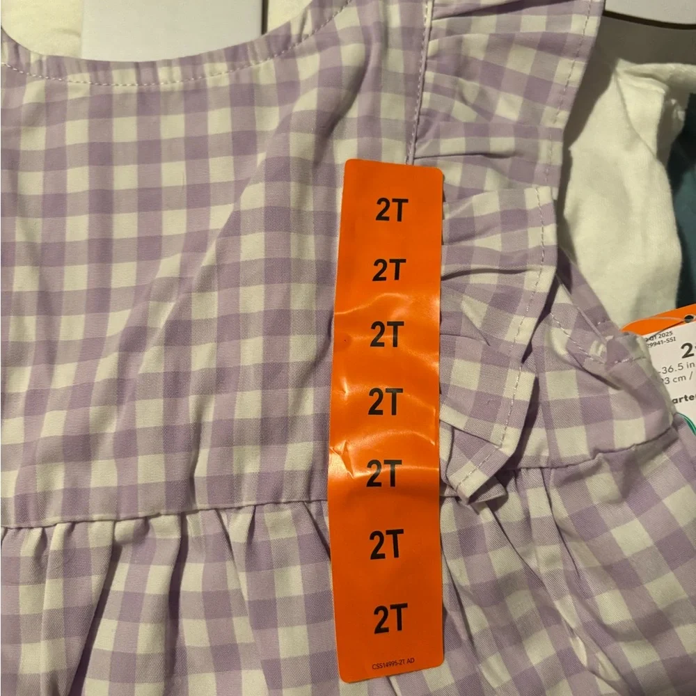 NWT Carter's Lavender Gingham and White Floral Set Size 2T - Picture 8 of 9